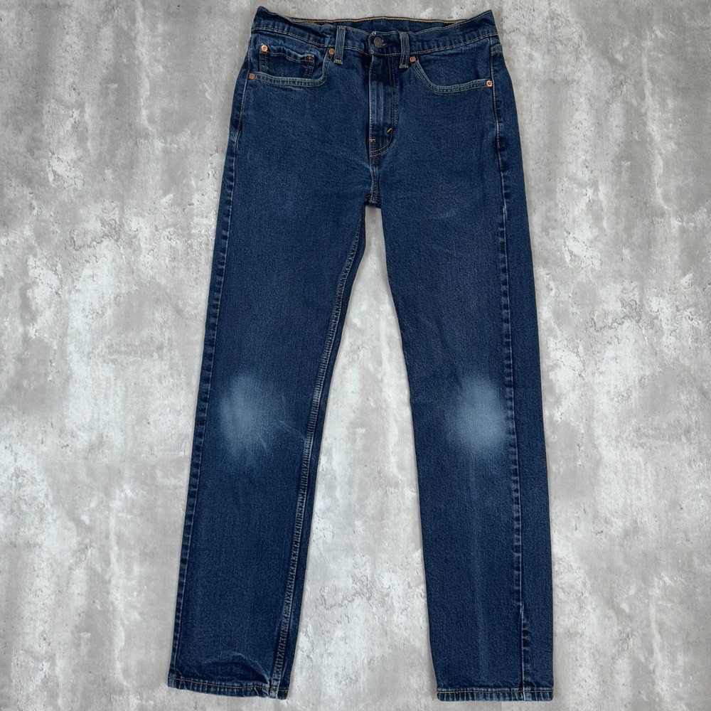 Levis 505‎ Jeans Mens 31x32 Blue Dark Wash Straight Zip Western Work Cowboy